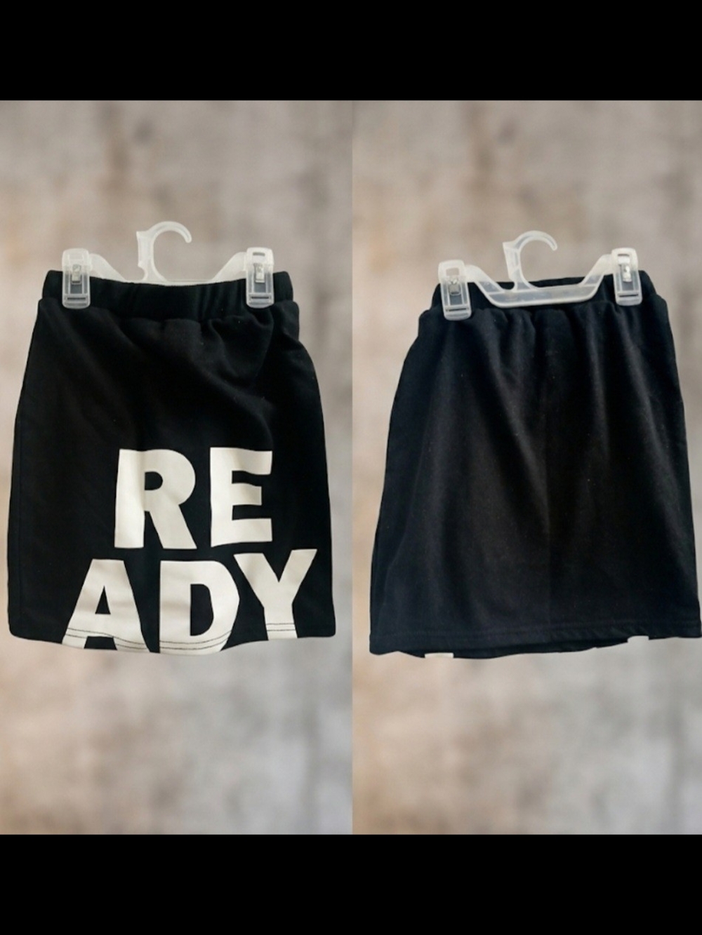 Girls Streetwear Aesthetic "Ready" Graphic Skirt- Black/White-Sz 10Y